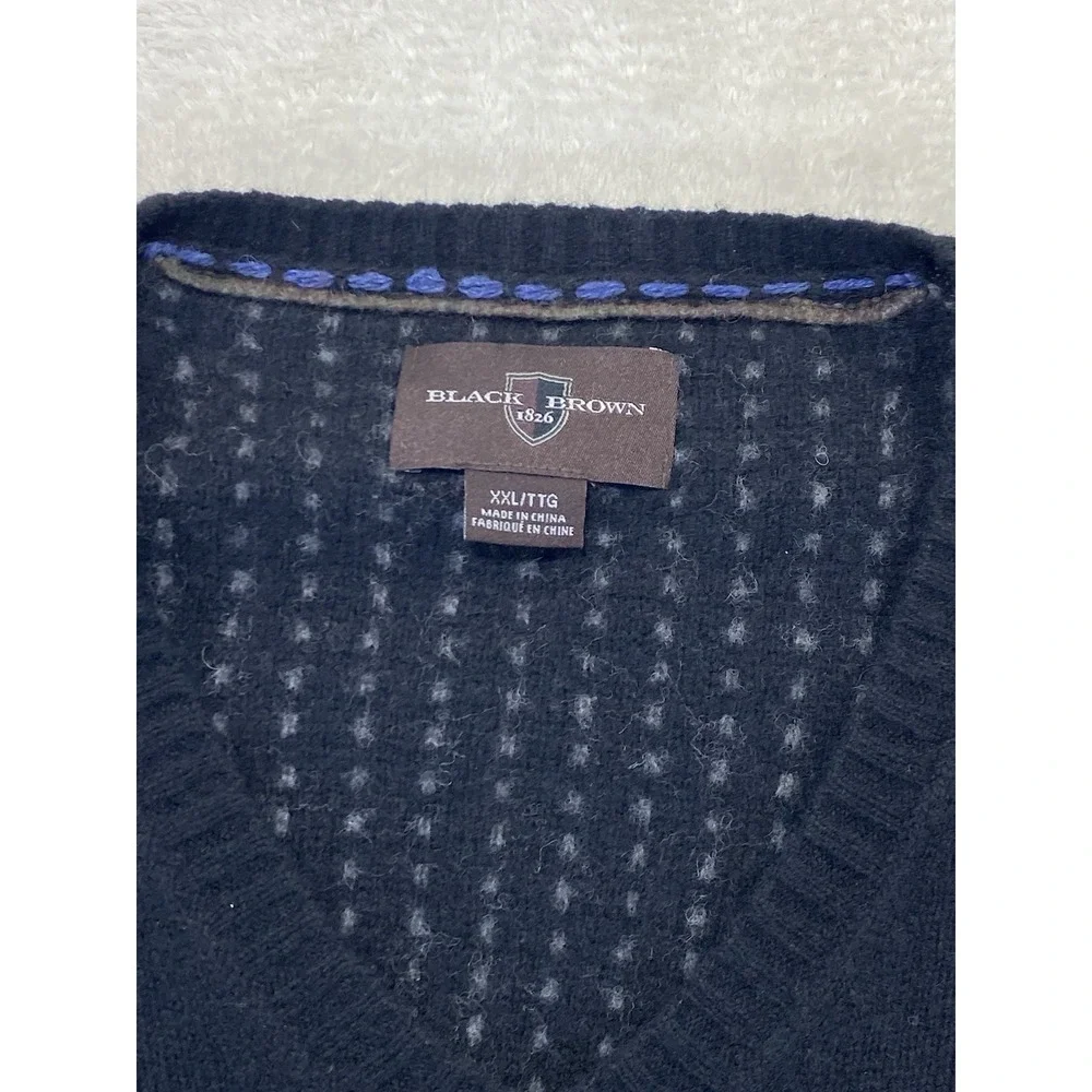 Black‎ Brown 1826 Men's Lambswool Blend Black Sweater XXL V-Neck Pullover